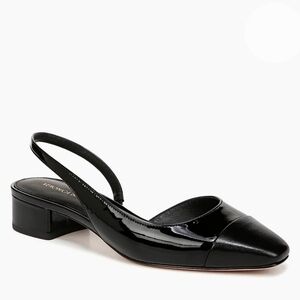 Veronica Beard Slingback Pumps 9.5 Black Patent Leather Cecile Cap Toe Formal